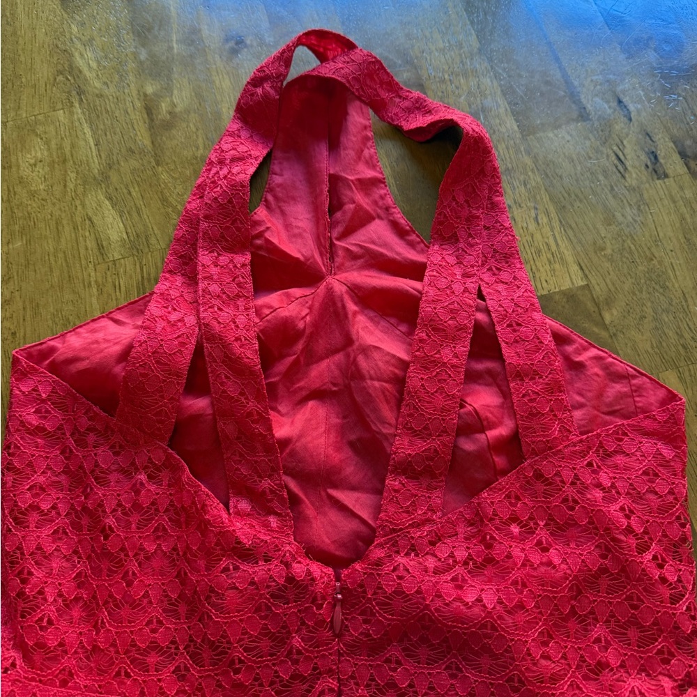 MODA International Red Lace Halter Dress size 4 Dress EUC - Picture 7 of 13